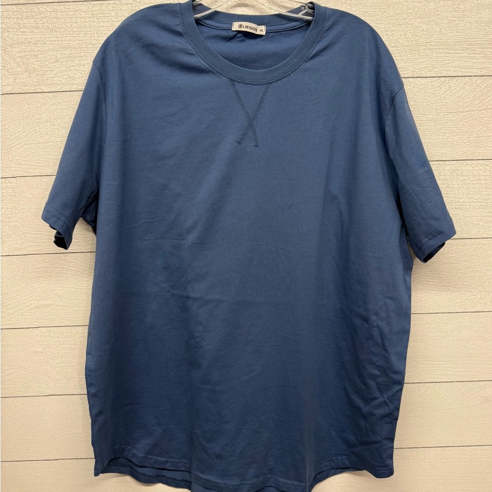 Kliegou Men’s Short Sleeve Tee in Blue 100% Cotton Size XXL